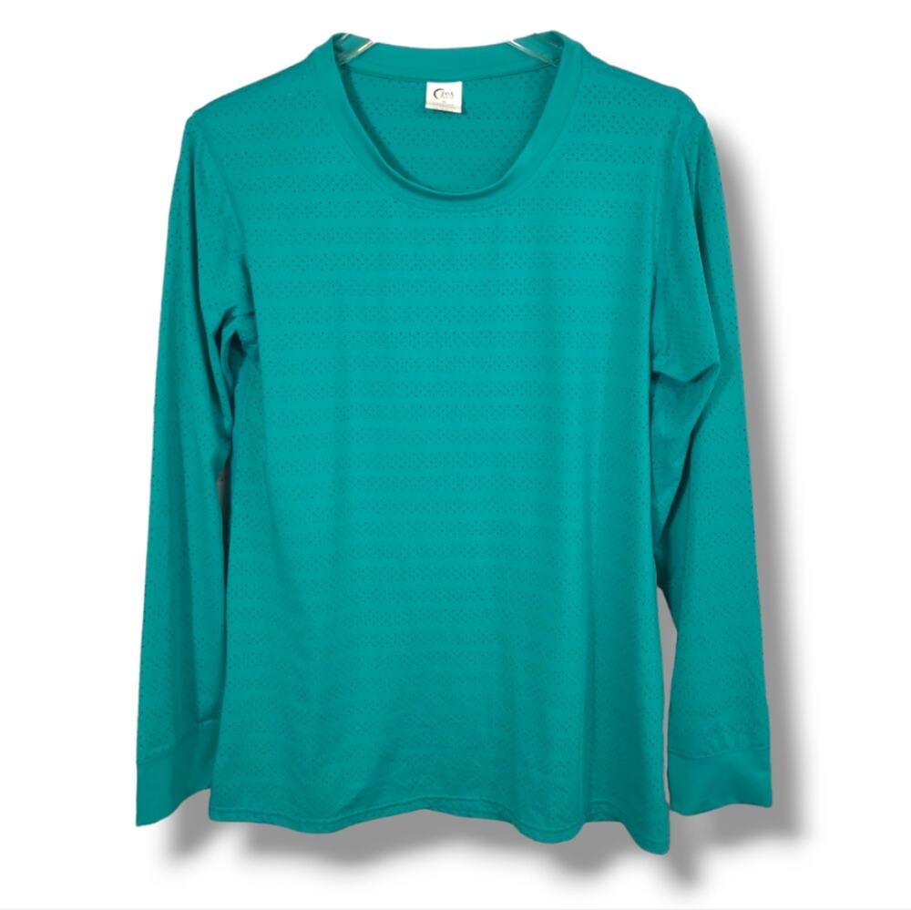 Zyia Active Womens M Teal Chill Long Sleeve Mesh Quick Dry T Tee Shirt